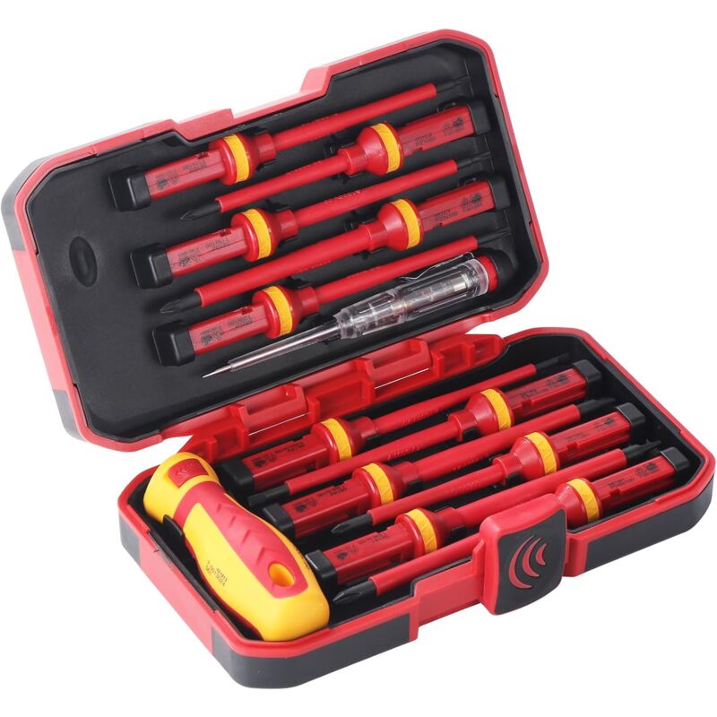 Set Mit 13 Isolierten 1000-v-schraubendrehern Für Elektriker Mit Austauschbaren Magnetischen Spitzen