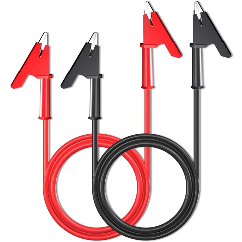 Packung Mit 2 Messleitungen Mit Isolierten Krokodilklemmen, Flexibles Kupfer, 1 M, Für Elektrische Messungen
