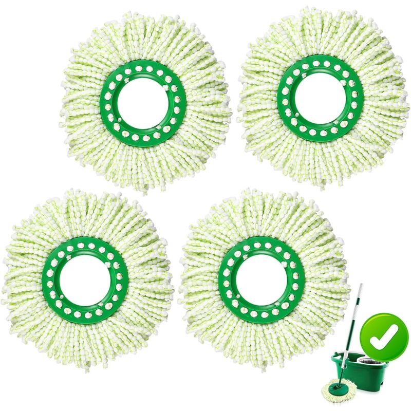 Set Mit 4 Waschbaren Mikrofaser-wischköpfen Für Rotationsmopps, Einfache Montage