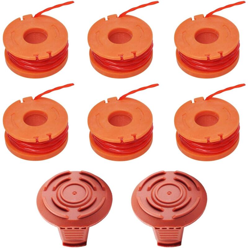 6 Ersatzspulen 1,65 Mm Für Rasenmäher – 3 M/stück + 2 Kappen