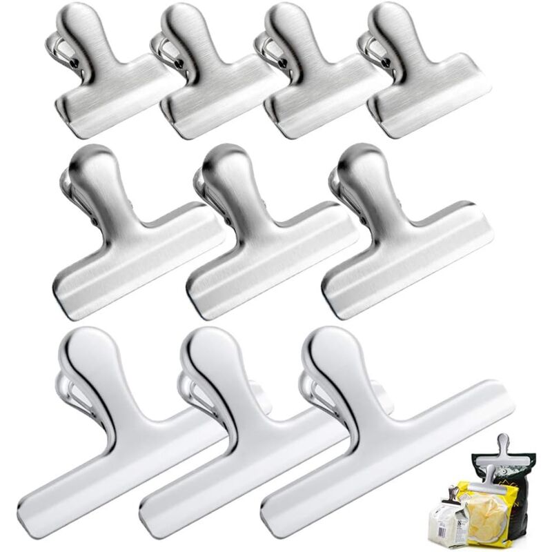 Edelstahl-taschenclips, 3 Größen, Wasserdicht, Für Lebensmittel, Kaffee, Haushalt, Büro, 10er-set