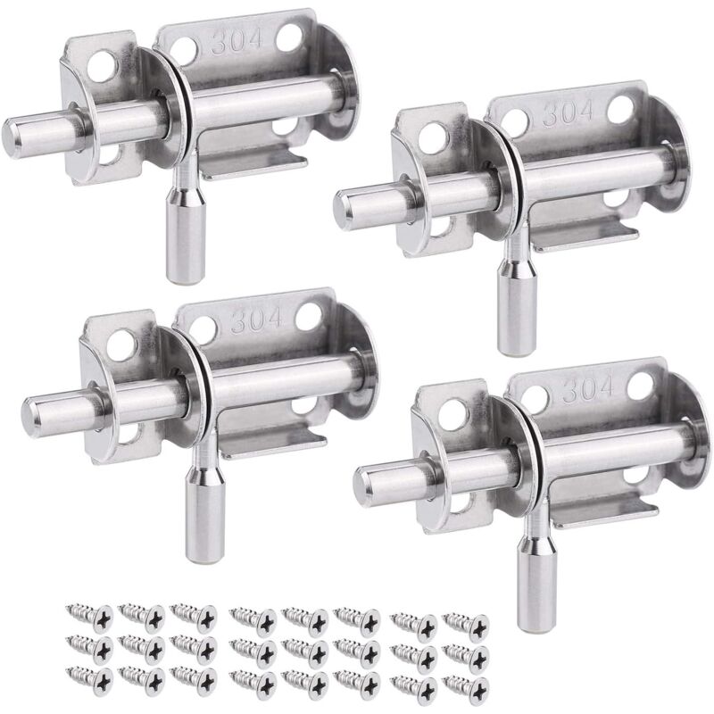 Set Mit 4 Edelstahl-schiebeschlössern Für Innentüren, Gartentüren, Badezimmer