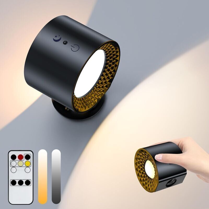 Wiederaufladbare, Doppelseitige Led-wandleuchte Mit Fernbedienung Und Berührungssensor, 3 Temperaturstufen Und 360°-drehung