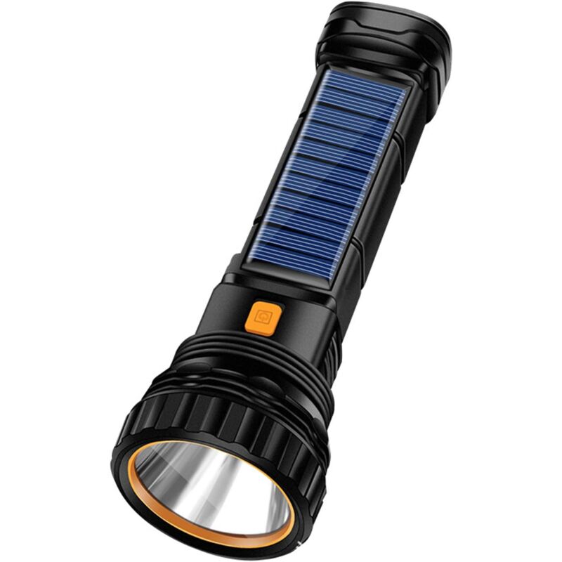 1000 Lumen Led-taschenlampe, Solaraufladbar, 1200 Mah Akku, Stroboskopfunktion