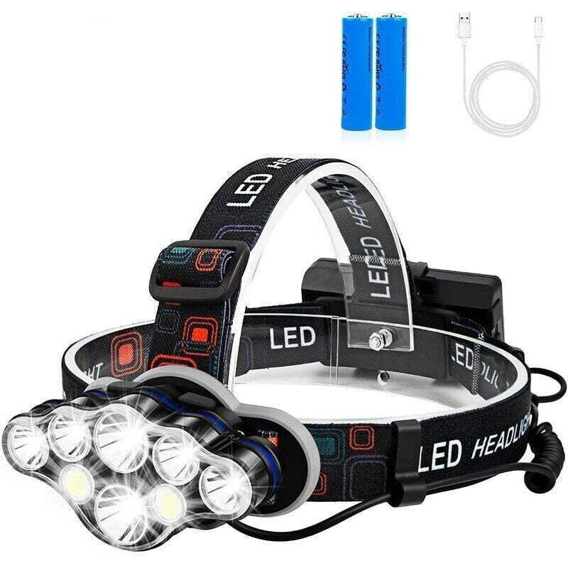 Ortviai Wiederaufladbare Stirnlampe, 18.000 Lumen, 8 Modi, Wasserdicht, Ideal Zum Wandern, Radfahren, Angeln Und Campen