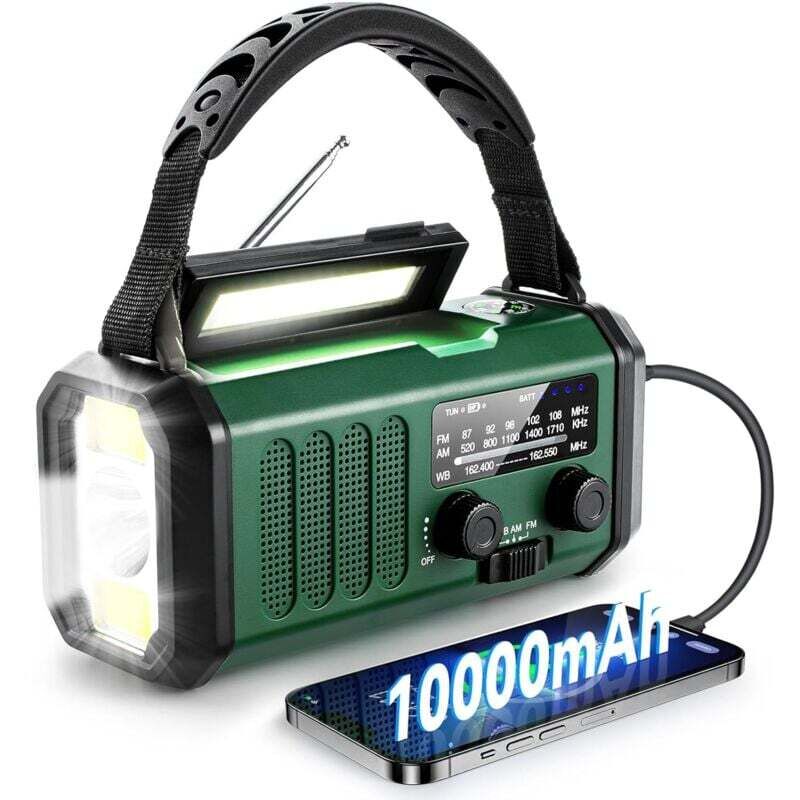 Ortviai Am/fm-solarradio Für Notfälle Mit 10.000-mah-akku, Usb-ladegerät, Taschenlampe Und Kompass