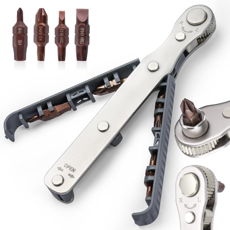 1/4" Magnetischer, Reversibler Multifunktions-ratschenschlüssel Für Präzise Reparaturen