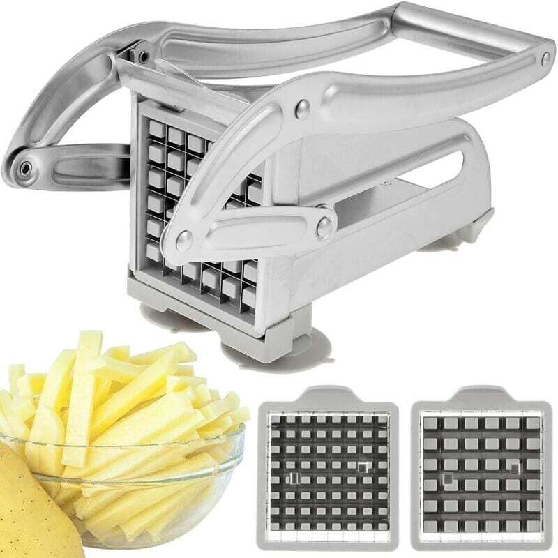 Manueller Pommes-frites-schneider Mit 2 Edelstahlklingen Und Rutschfester Basis Für Kartoffeln, Karotten, Gurken Und Ananas Von Ortviai