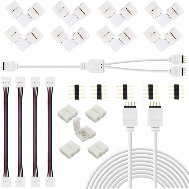 Zubehörset Für 5050 Rgb-led-streifenverbinder, 4-polige Verlängerungsclips Und Verteiler