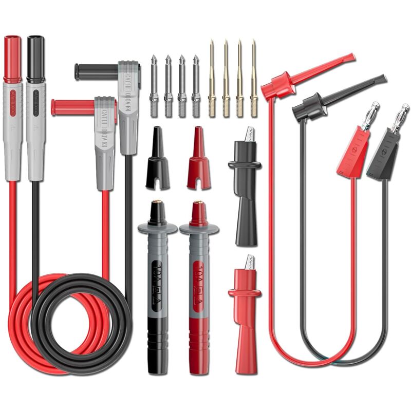 Präzises Multimeter-messleitungsset Mit Krokodilklemmen Und Messspitzen, Bananensteckern Und Austauschbarem Messkabel