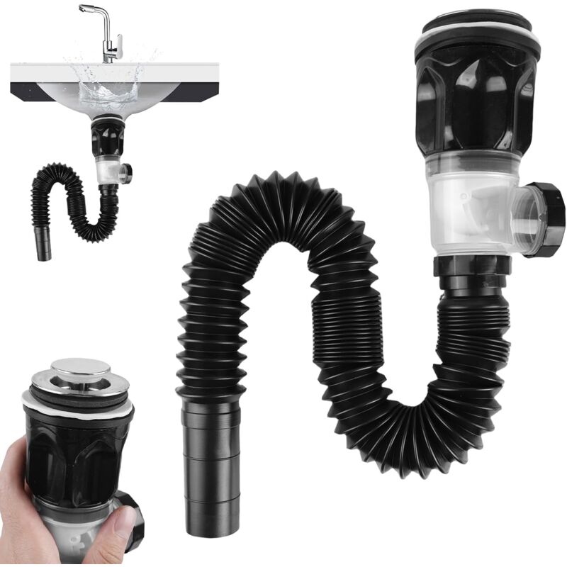 Flexibles, Geruchshemmendes Spülbecken-siphon-set Mit Wasserdichtem Anschluss (300-955 Mm)