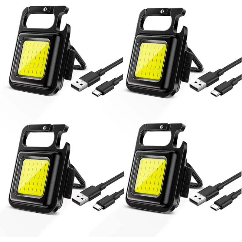 Set Mit 4 Wiederaufladbaren Mini-led-taschenlampen, 500 Lumen, Mit Faltbarem Ständer Und Magnet Für Camping Und Reparaturen, Ortviai