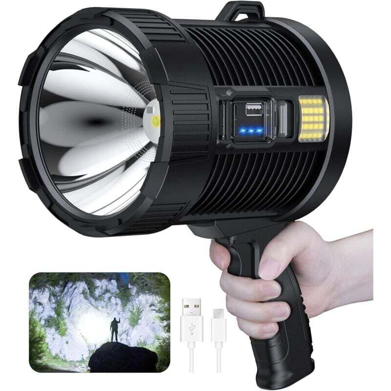 Ortviai 100.000 Lm Wiederaufladbarer Led-fluter, Tragbar, Wasserdicht (ipx5), 6 Modi, Cob-lampe, Solarbetrieben Für Den Außenbereich
