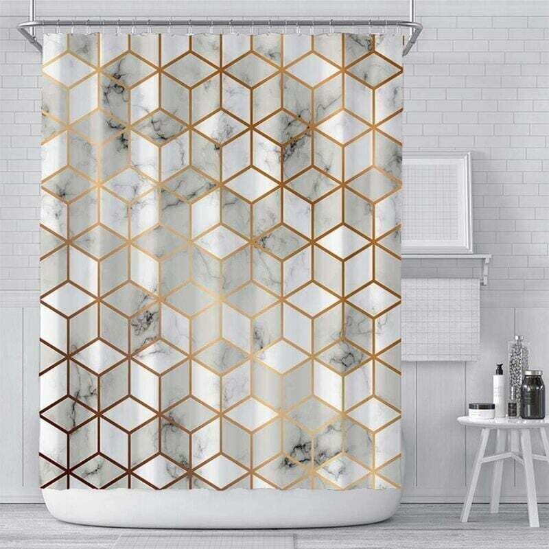 Duschvorhang Aus Schimmelresistentem Polyestergewebe, Original Wasserdicht Und Maschinenwaschbar, Inklusive 12 Haken, 180 X 180 Cm