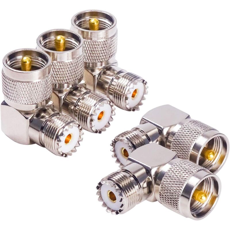 Uhf-winkeladapter 90° (koaxial) Pl259 Auf So239, Verlustarm, 2er-pack