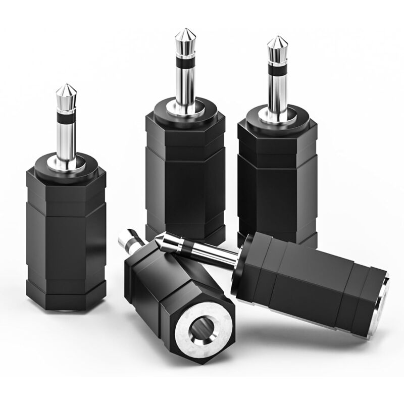 3,5-mm-mono-stereo-adapter, 5er-pack Trs-klinkenstecker (männlich Auf Weiblich) Für Kopfhörer Und Radio
