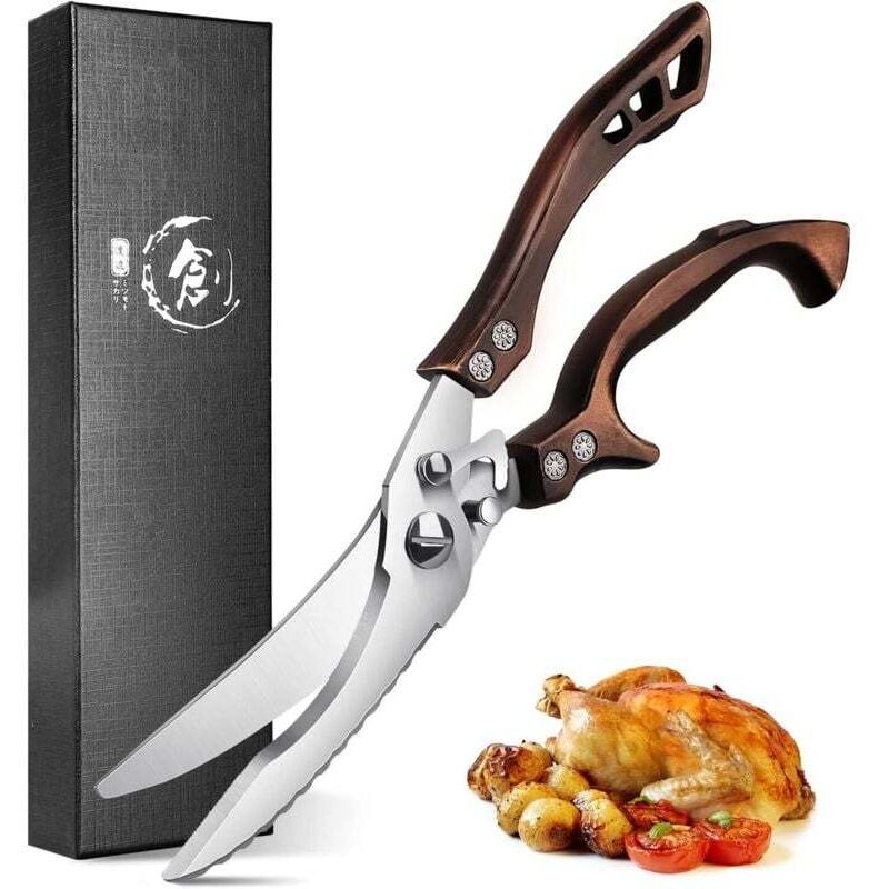 Ortviai Professionelle Küchenschere Aus Edelstahl Mit Gezahnten Kanten Für Fleisch, Geflügel, Fisch Und Gemüse