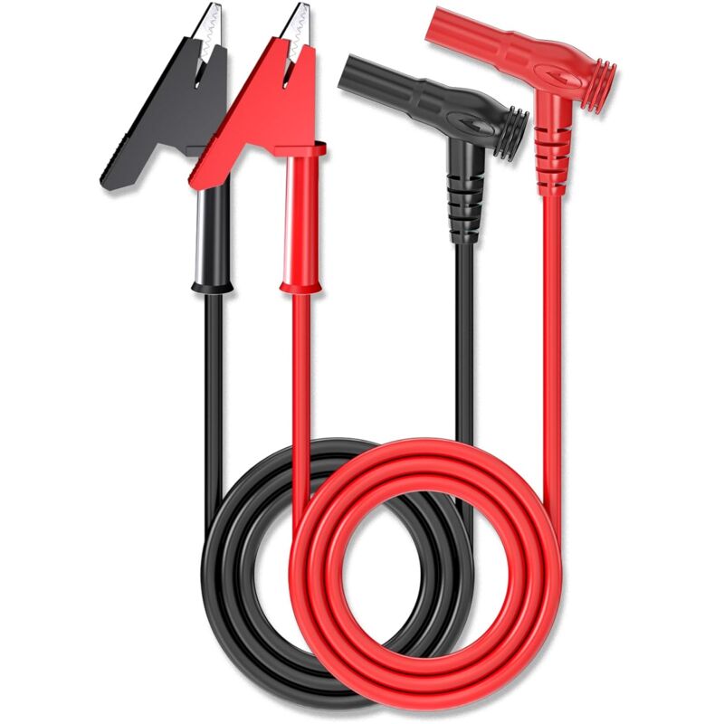Flexible Elektrische Messleitungen, Bananenstecker, Rechtwinklig, Krokodilklemme, 2 Stück, 1 M