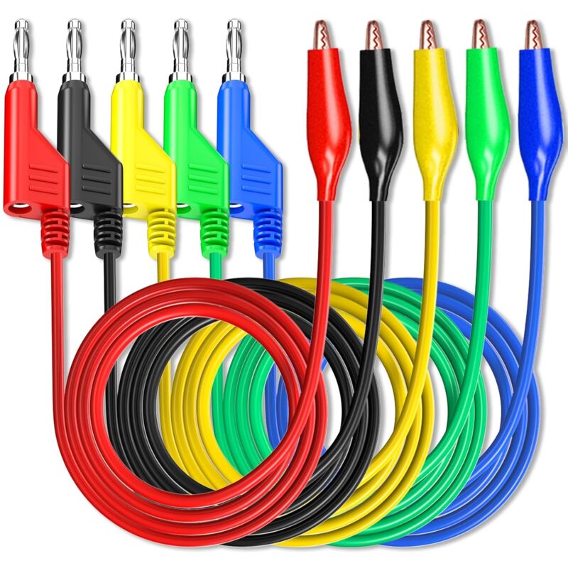 Bananenstecker Mit Krokodilklemmen, 5 Farben, Flexible Kabel Für Multimeter