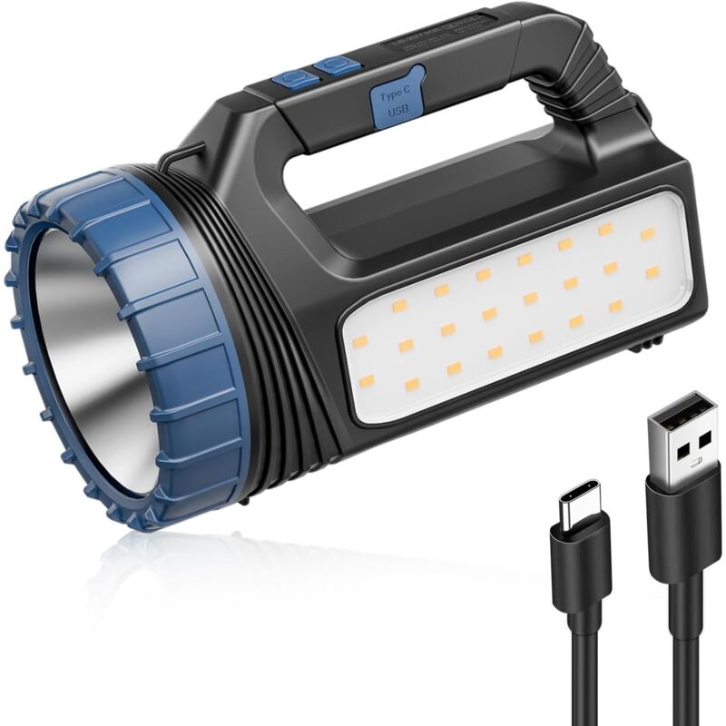 8000 Lumen Hochleistungs-led-taschenlampe Mit Stroboskopfunktion Und Usb-c-anschluss