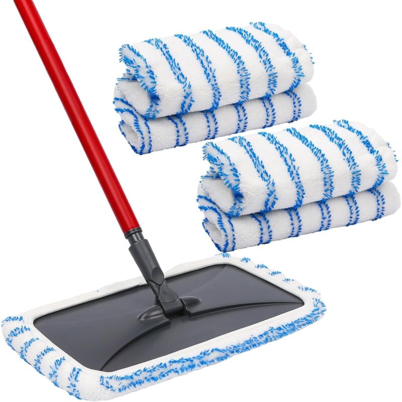 Set Mit 4 Wiederverwendbaren Mikrofaser-flachmopptüchern 38x20 Cm, Perfekt Für Hartholzböden