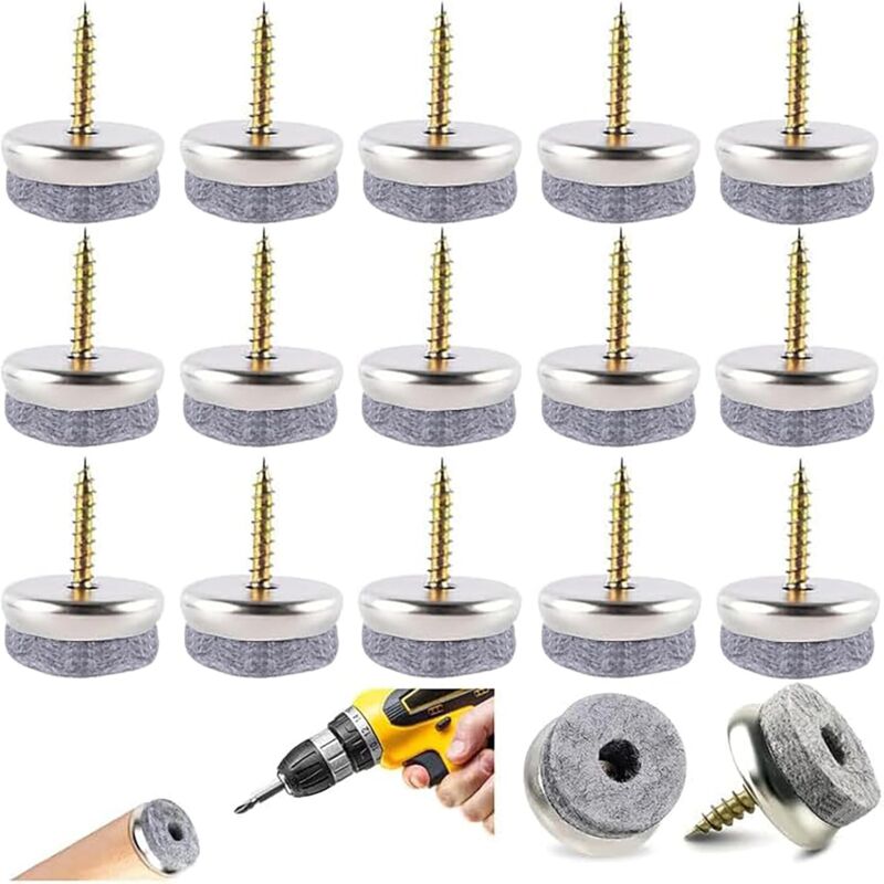 35 Stück Stuhlgleiter, 22 Mm Runde Filzschrauben, Bodenschoner Für Möbel