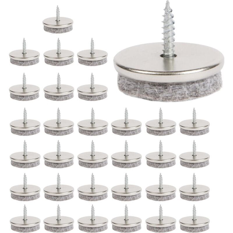 32-teiliges Möbelgleiter-set, Ø 28 Mm, 5 Mm Filzgleiter Für Stühle, Einfache Montage, Schrauben