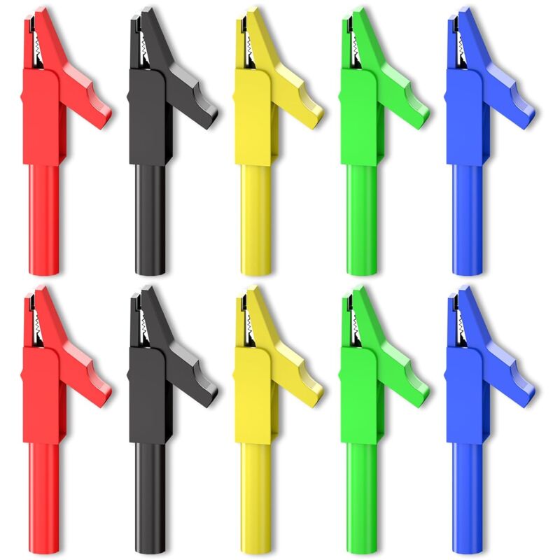 Isolierte Krokodilklemmen, 4-mm-bananenstecker, 10 Stück, 300 V, 15 A, 5 Farben Für Elektrische Prüfungen