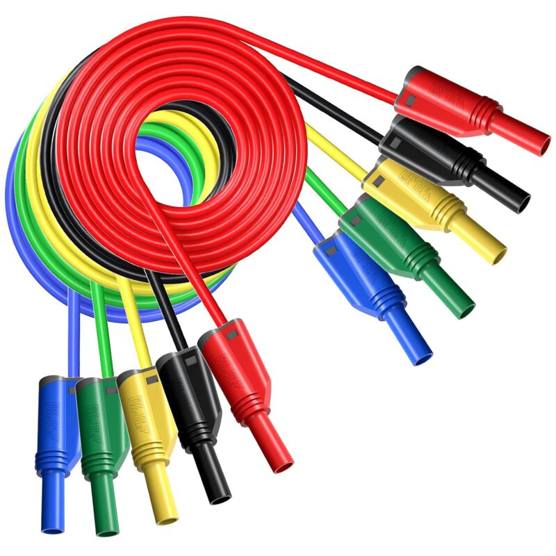 4-mm-silikon-bananenstecker-messleitung, Isoliert, Stapelbar, Flexibel, Sicher, Multimeter