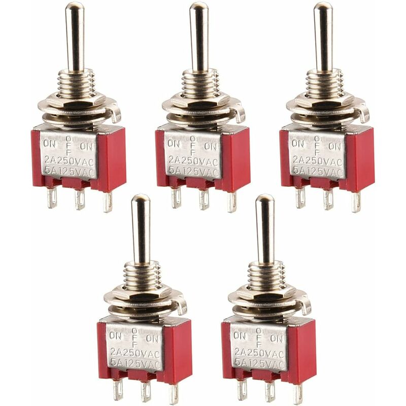 Mini-spdt-wippschalter Ein-aus-ein, 3 Pins, 2 A 250 V, 5 A 120 V, Ur-zertifiziert, 5er-pack