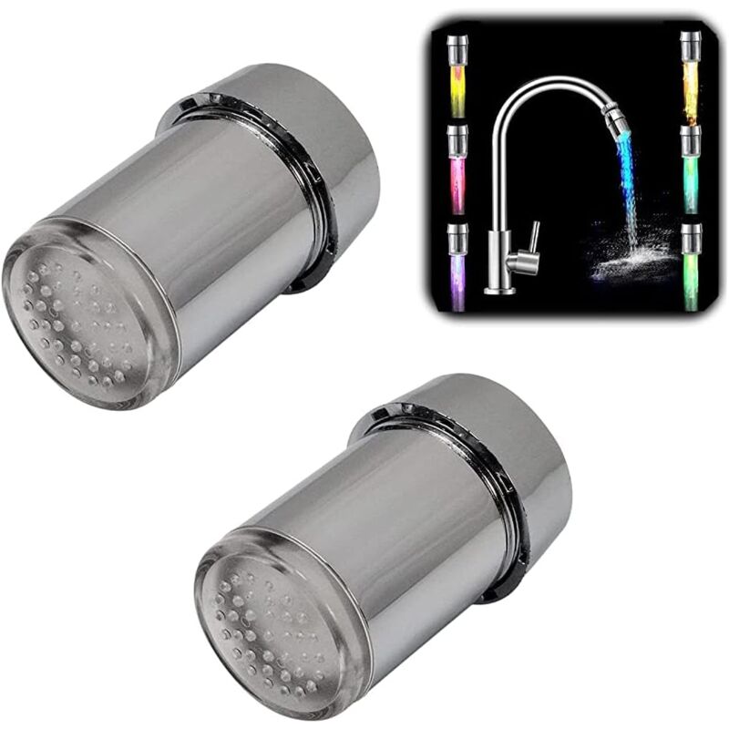 12v Led-wasserhahn, 2 Stück, Wassertemperatursensor, 7 Farben, Küche/badezimmer