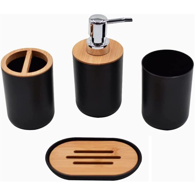 4-teiliges Badezimmer-set: Lotionflasche, Zahnbürstenhalter, Becher Und Seifenschale
