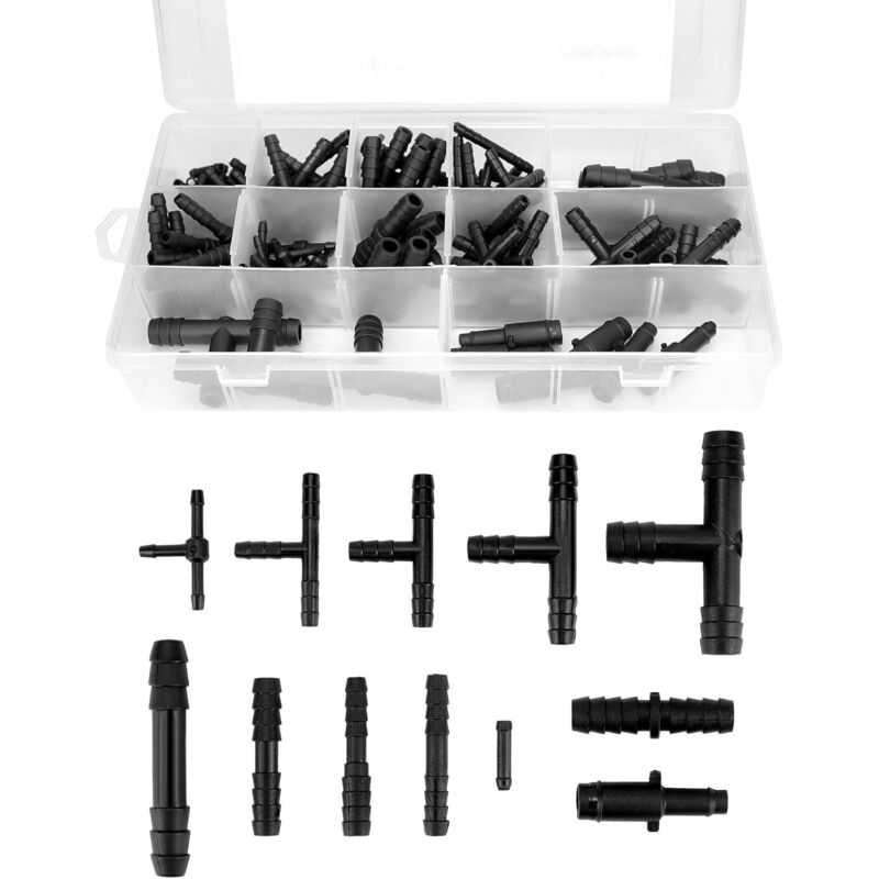 Set Mit 113 Schlauchverbindern, 12 Größen, Gerade Reduzierstücke, Scheibenwaschanlage, Bewässerung
