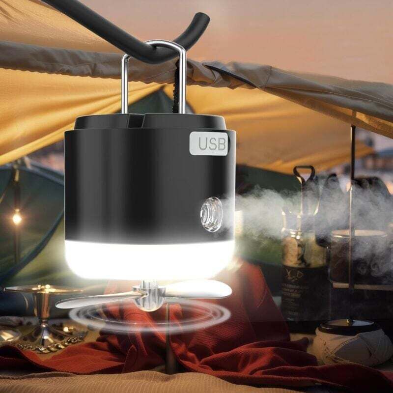 Ortviai 3-in-1 Led-campinglampe Mit Usb-ventilator, 4 Helligkeitsstufen, Tragbar Für Outdoor- Und Notfalleinsätze