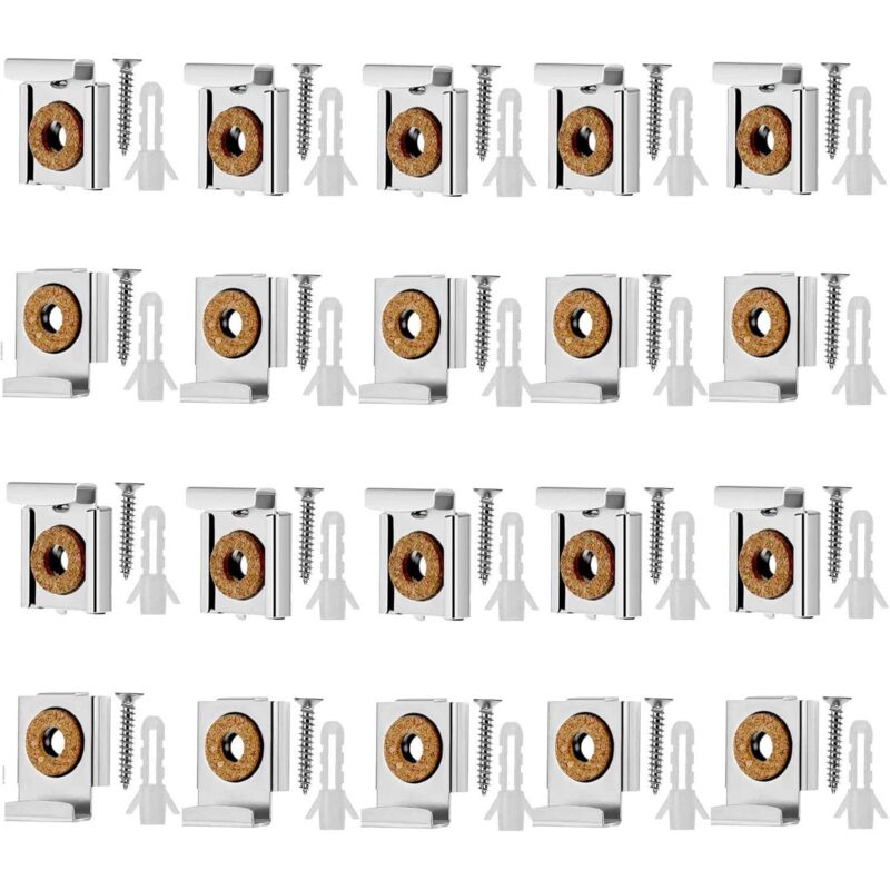 5 Sets Metall-spiegelclips Mit Dübeln Und Schrauben Für Badezimmer, Umkleidekabine, Büro