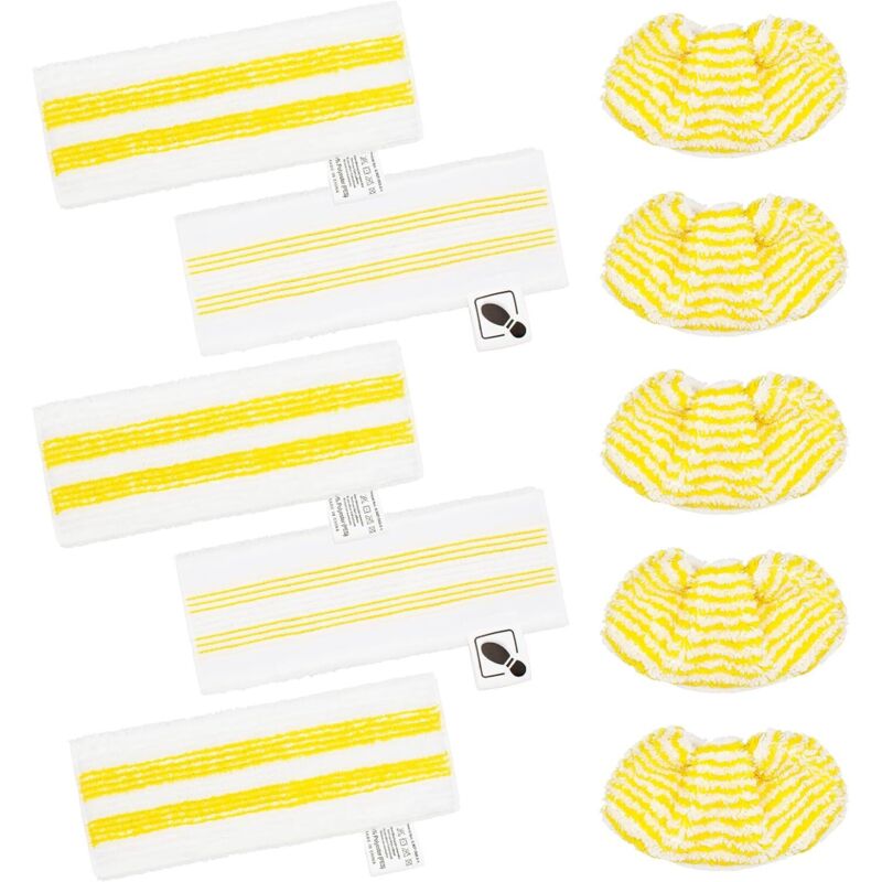 Packung Mit 10 Mikrofasertüchern Für Dampfreiniger – 5 Bodendüsen Und 5 Handdüsen