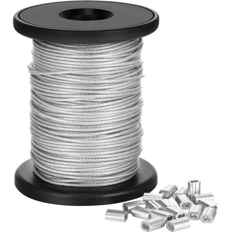 Vinylbeschichteter Edelstahldraht Für Die Rahmenkonstruktion, 1,5 Mm X 30 M, 50 Kg Tragfähigkeit, 20 Aluminium-endkappen