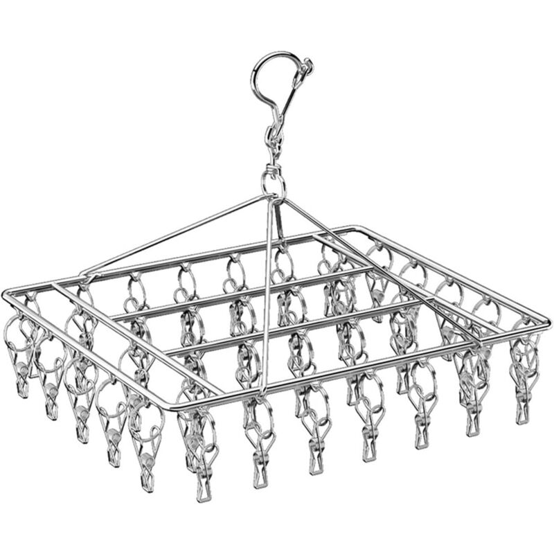 Set Mit 40 Klappbaren Wäscheklammern Und Kleiderbügeln Aus Metall Für Wäscheständer, Edelstahl