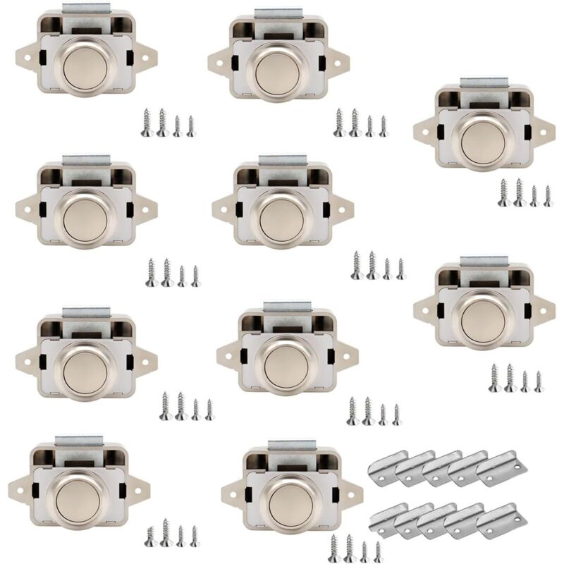 Druckknopfschlösser 14–16 Mm Für Möbel, Wohnmobile, Boote, Wohnwagen, Perlnickel-finish, 10er-pack
