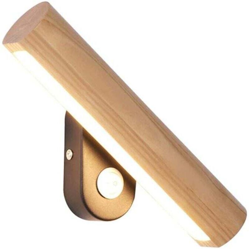 Ortviai Moderne, Drehbare Led-wandleuchte Aus Holz Für Schlafzimmer, Wohnzimmer, Flur, Dreifarbenbeleuchtung