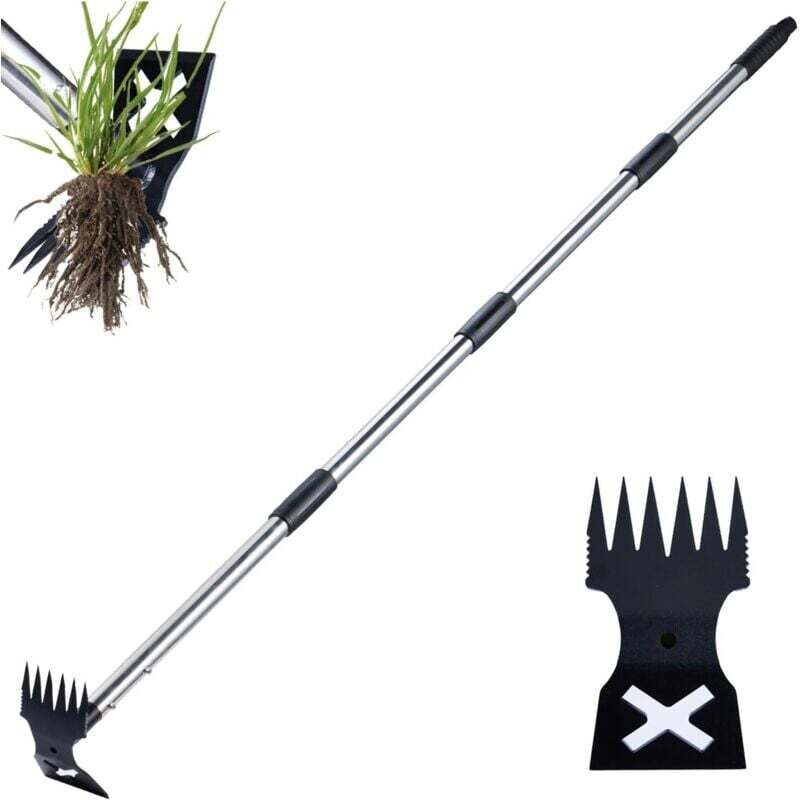 2-in-1 Handunkrautstecher Mit Langem Griff (60 Zoll), Der Gleichzeitig Als Gartenhacke Dient Und Für Intensive Gartenarbeit Und Das Ausreißen Von Pflanzen Geeignet Ist.