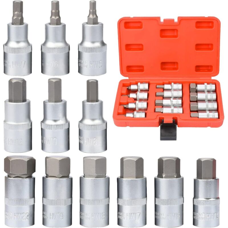 Satz Mit 12 Innensechskant-bits 5–22 Mm Aus S2-stahl Für 1/2-zoll-steckschlüssel