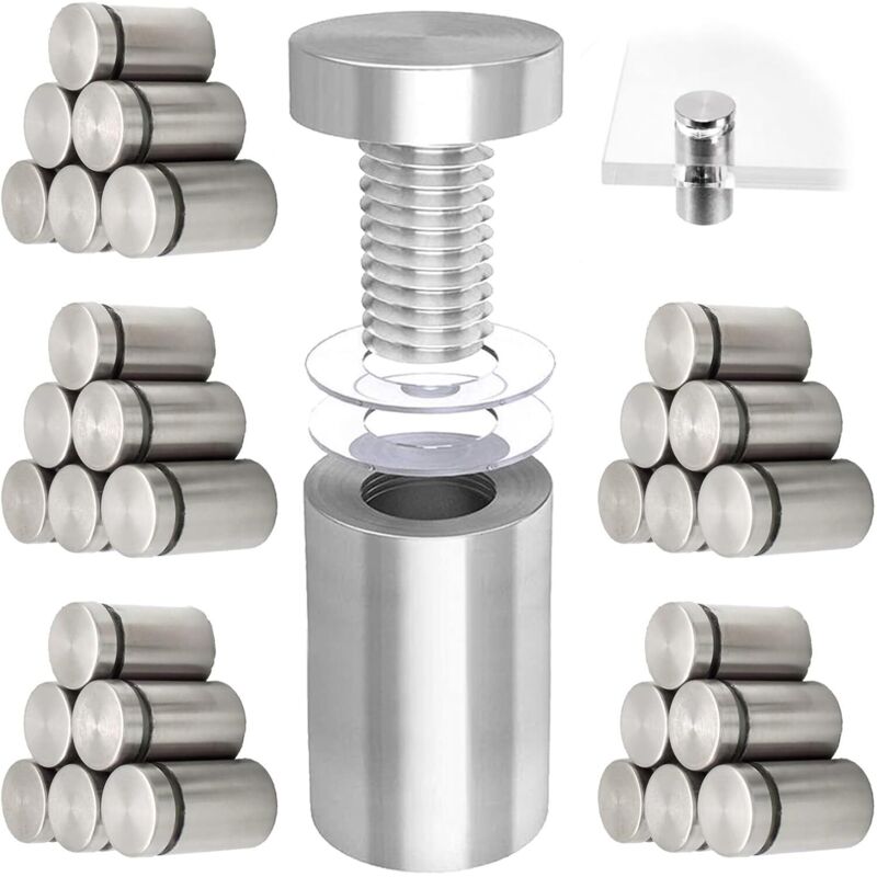 12x20 Mm Edelstahl-abstandshalter Für Werbevitrinen, 10 Stück