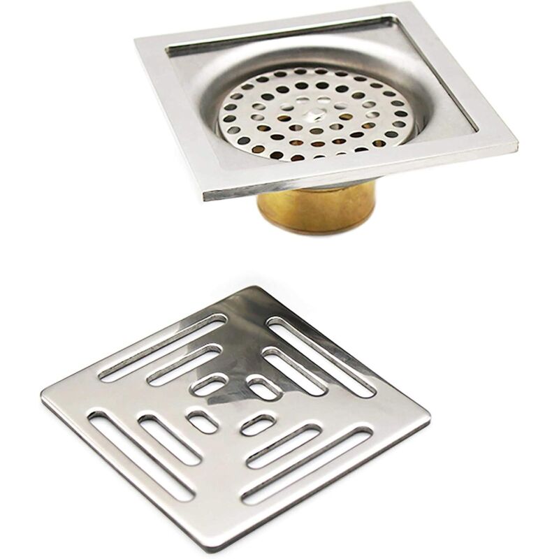 Quadratischer Duschablauf 100x100 Mm Edelstahl Geruchsfilter Badezimmer Garten