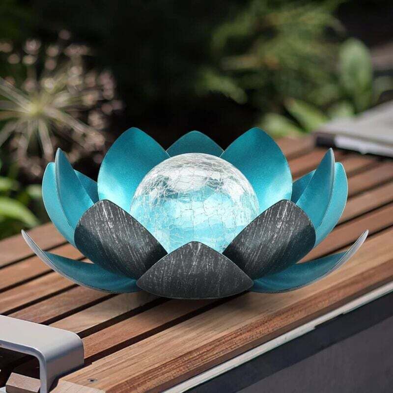 Ortviai Lotus Solar-außenleuchten Aus Metall Und Glas, Wasserdicht, Dekorativ Für Garten, Terrasse Und Einfahrt