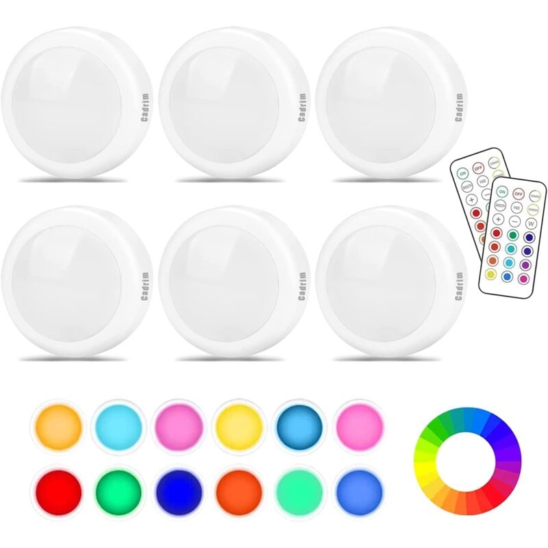 6-teiliges Kabelloses Rgb-led-lampenset (1 W) Mit 13 Farben Und Einstellbarer Helligkeit Für Küche, Schlafzimmer Und Schminktisch