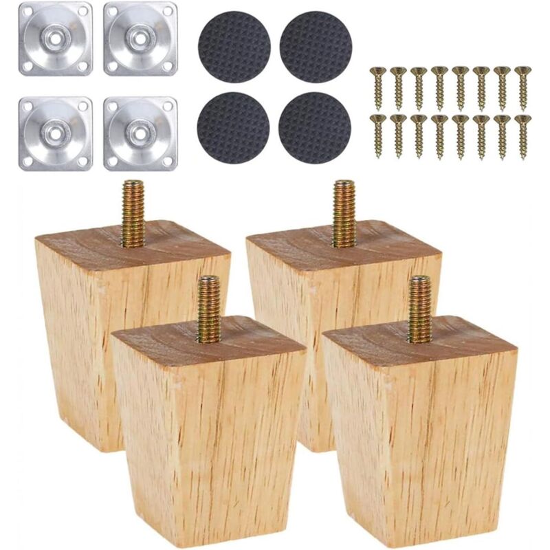 4-teiliges Set Konischer Holzmöbelbeine Für Sofa, Bett, Tisch, Sessel, Höhe 8 Cm