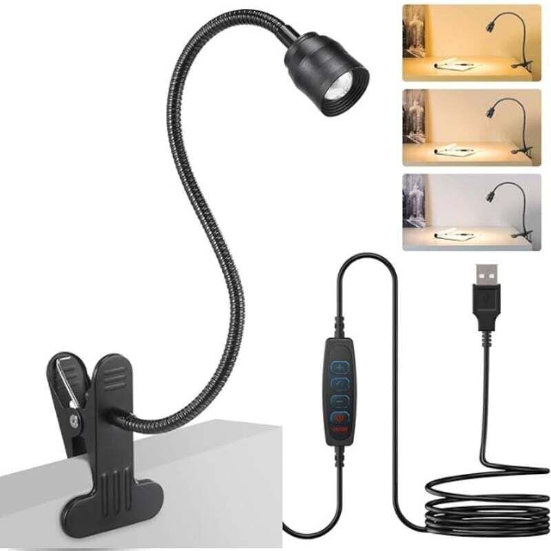 Ortviai Led-klemm-leselampe Mit Zoom, 3 Farbtemperaturen Und 10 Helligkeitsstufen