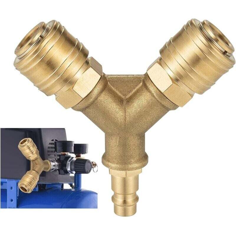 Ortviai Y-förmiger Druckluftverteiler Aus Messing Mit Zwei 1/4"-gewindeanschlüssen