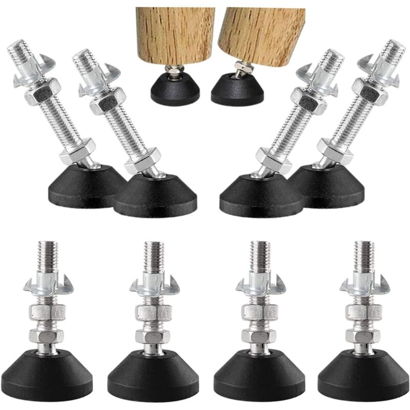 Set Mit 8 Verstellbaren M10-möbelfüßen, 50 Mm Höhe, Tragkraft Bis Zu 450 Kg